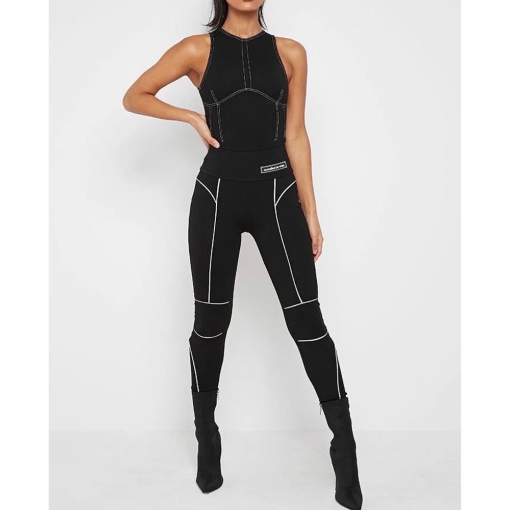 REFLECTIVE PIPED BLK LEGGINGS  | Manière de Voir
